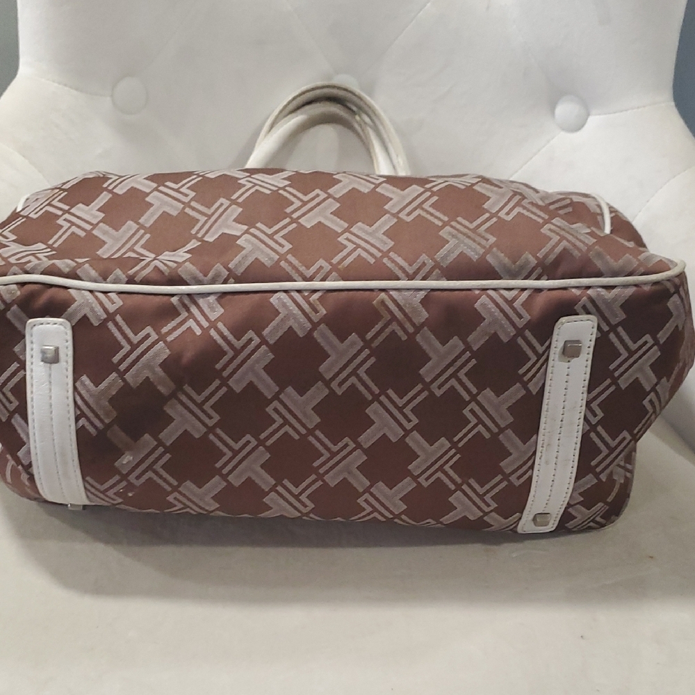 Tumi Voyageur Monogram Nylon Satchel Brown Carryall Bag - Picture 2 of 15